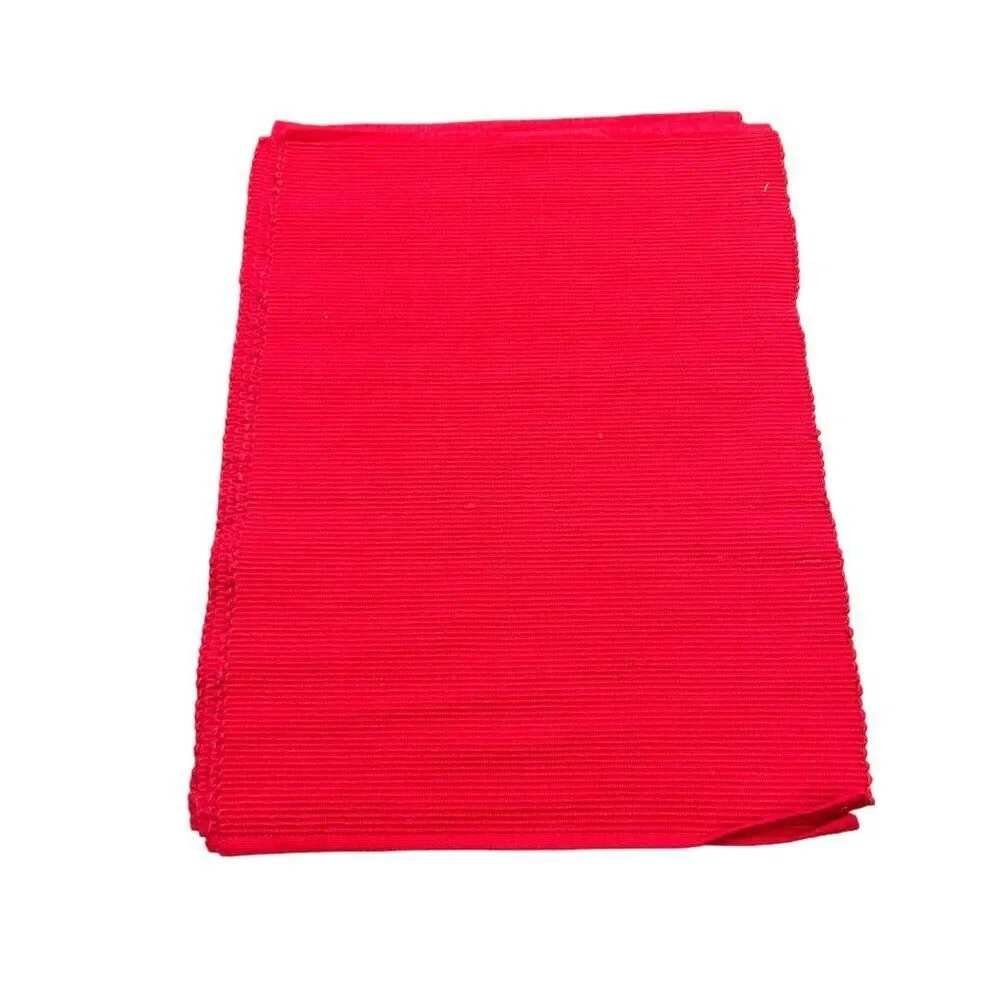 Set Of 4 Red Ribbed Fabric Placemats 13
